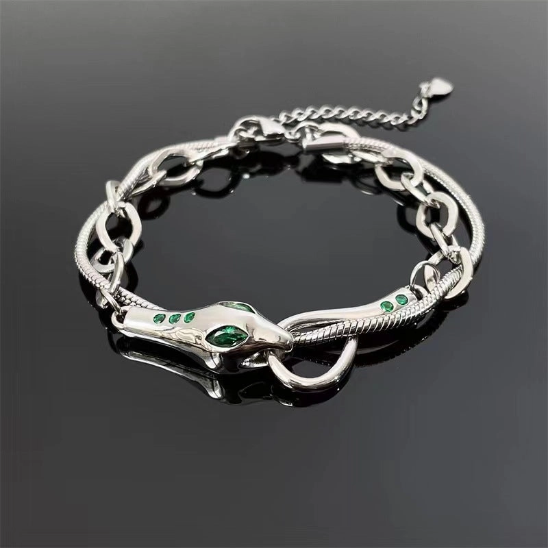 Wholesale double layer winding stacked splicing titanium steel Bracelet