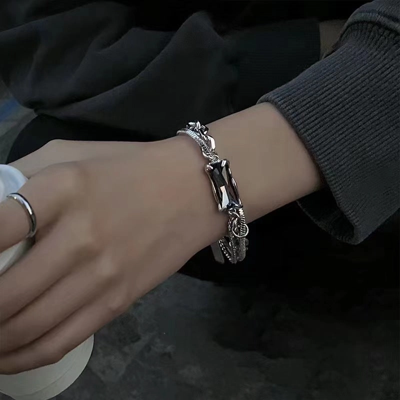 Wholesale double layer winding stacked splicing titanium steel Bracelet