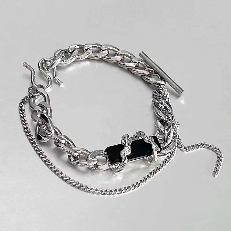 Wholesale double layer winding stacked splicing titanium steel Bracelet