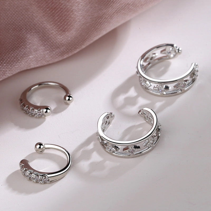 Wholesale Double Layer Zircon Geometric Silver Plating Earrings