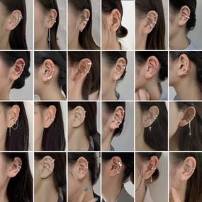 Wholesale Double Layer Zircon Geometric Silver Plating Earrings