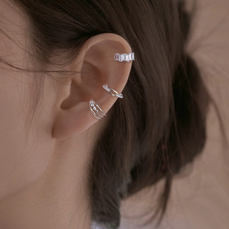 Wholesale Double Layer Zircon Geometric Silver Plating Earrings
