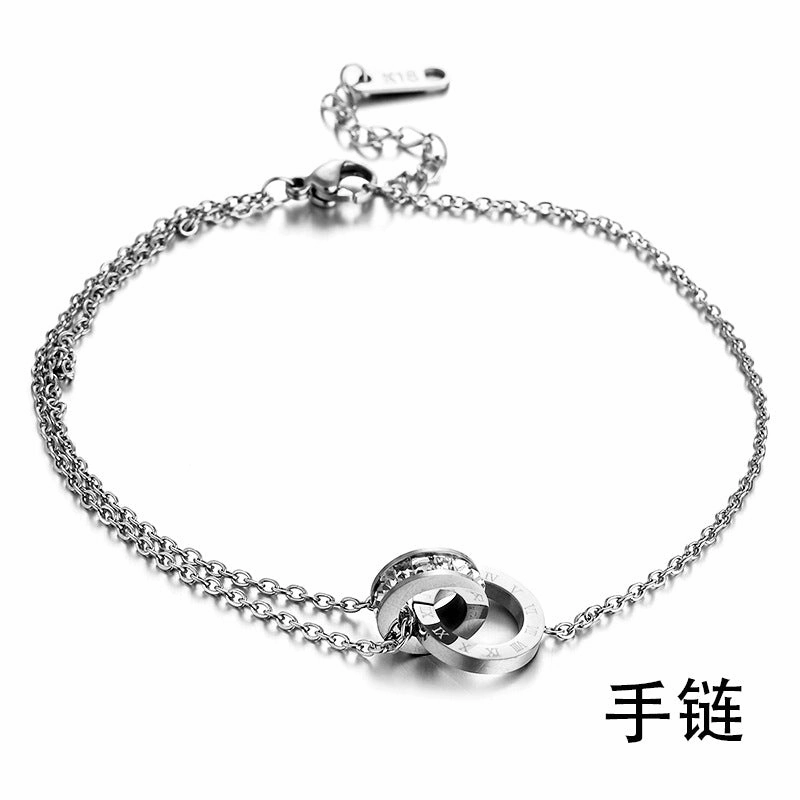 Wholesale Double Ring Roman Script 18K Gold Bracelet