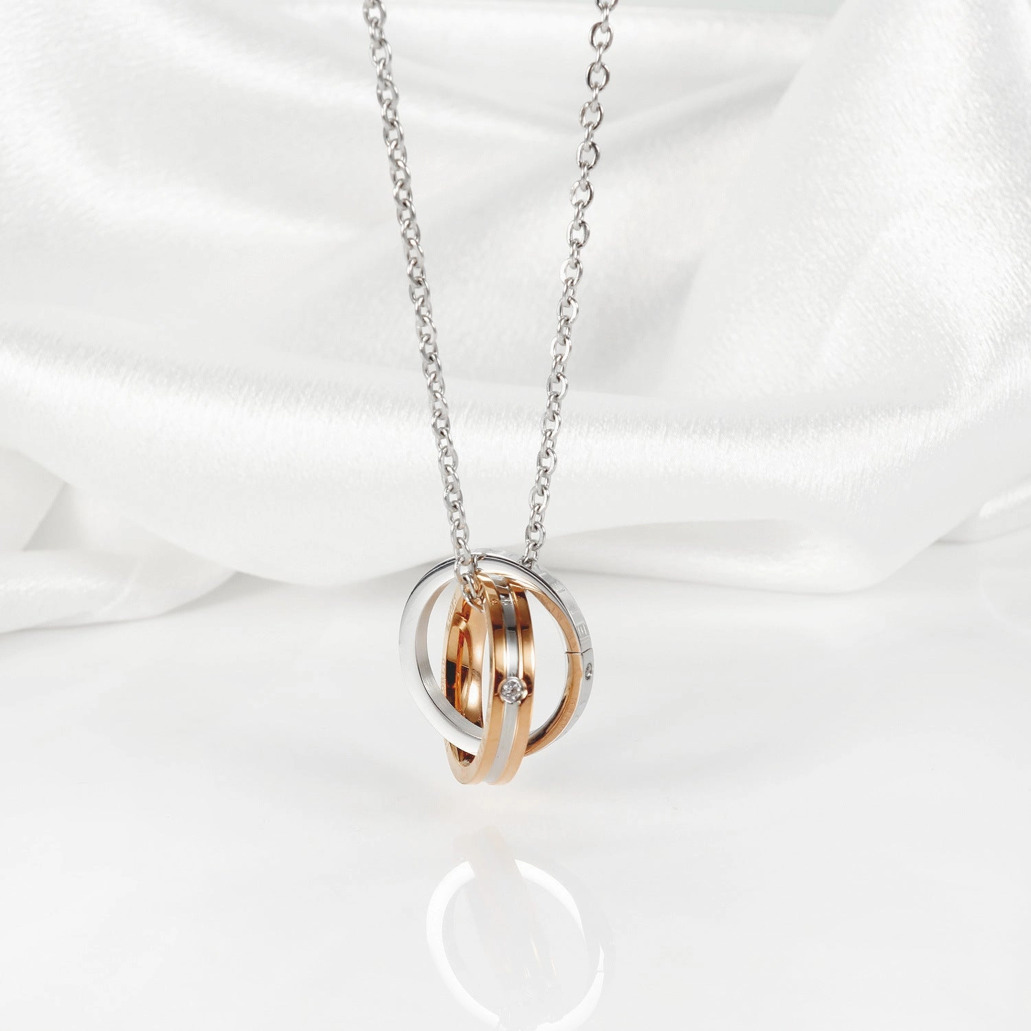 Wholesale Double Ring Stainless Steel Titanium Steel Necklace