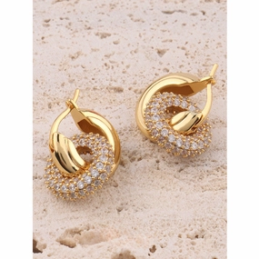 Wholesale Double Round Zircon Detachable Full Diamond Stud Vintage Earrings