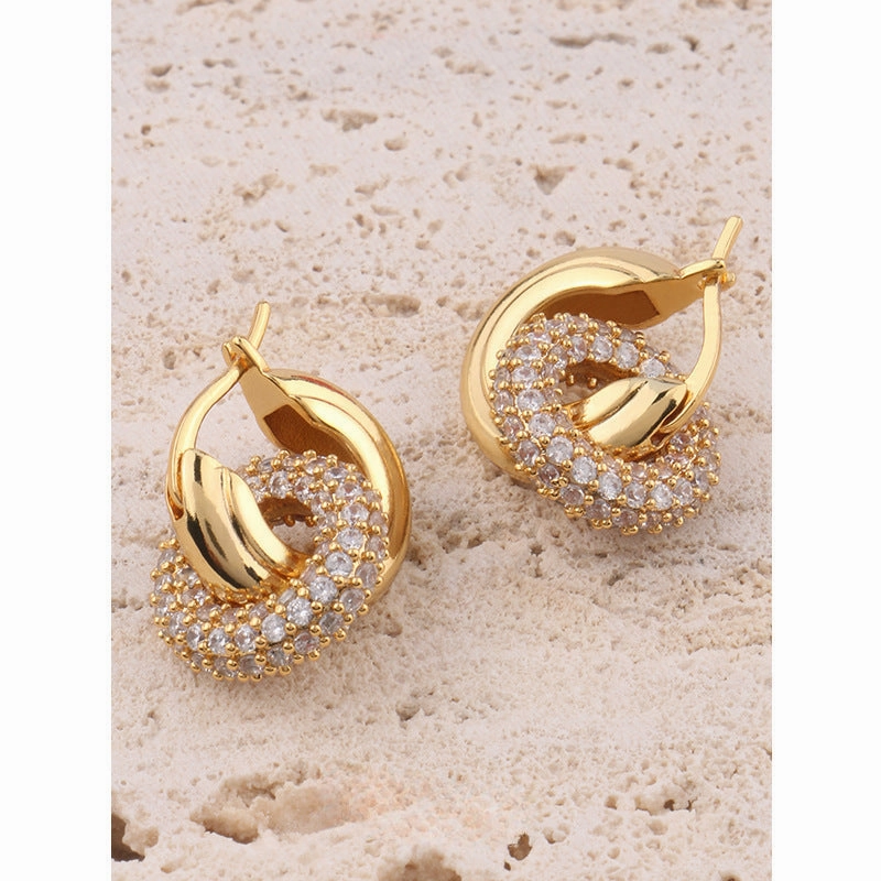 Wholesale Double Round Zircon Detachable Full Diamond Stud Vintage Earrings