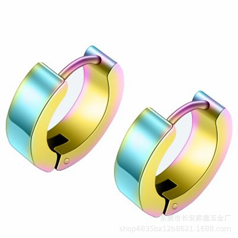 Wholesale Double Sided Round Punk Stainless Steel Earrings