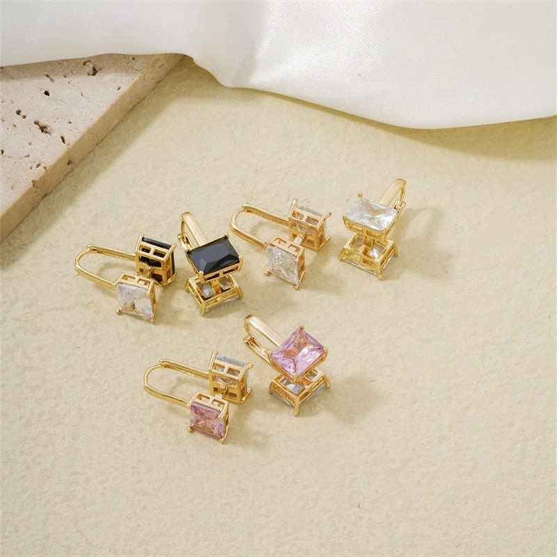 Wholesale Double Sided Square Zircon Earrings