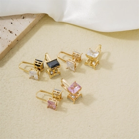 Wholesale Double Sided Square Zircon Earrings