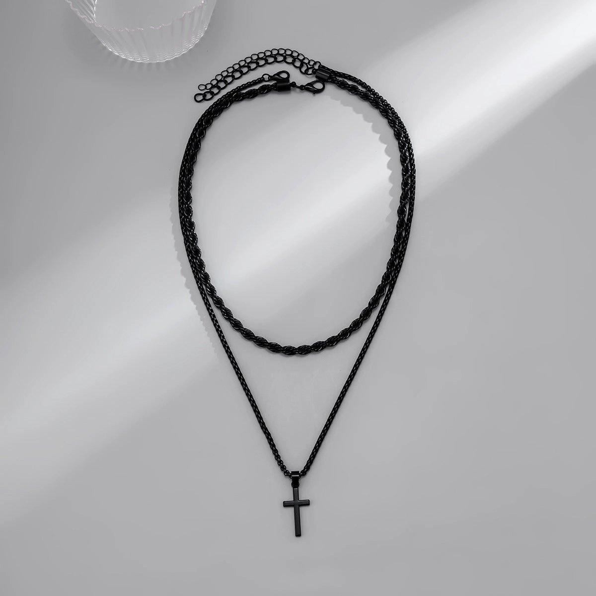 Wholesale Double Stacked Cross Alloy Necklace