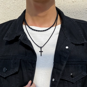 Wholesale Double Stacked Cross Alloy Necklace