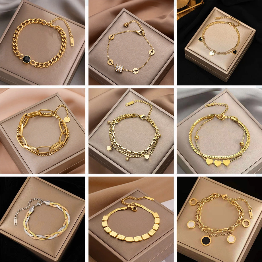 Wholesale Double Thick Chain Color Retaining Titanium Steel Bracelet