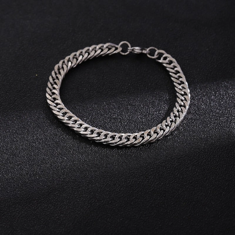 Wholesale Double Woven Four Sided Grinding Titanium Steel Personalized Trendy Hip Hop Bracelet