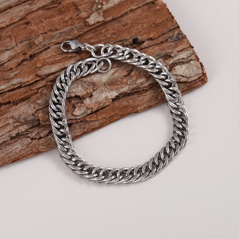 Wholesale Double Woven Four Sided Grinding Titanium Steel Personalized Trendy Hip Hop Bracelet