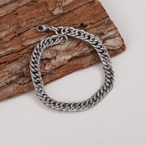 Wholesale Double Woven Four Sided Grinding Titanium Steel Personalized Trendy Hip Hop Bracelet