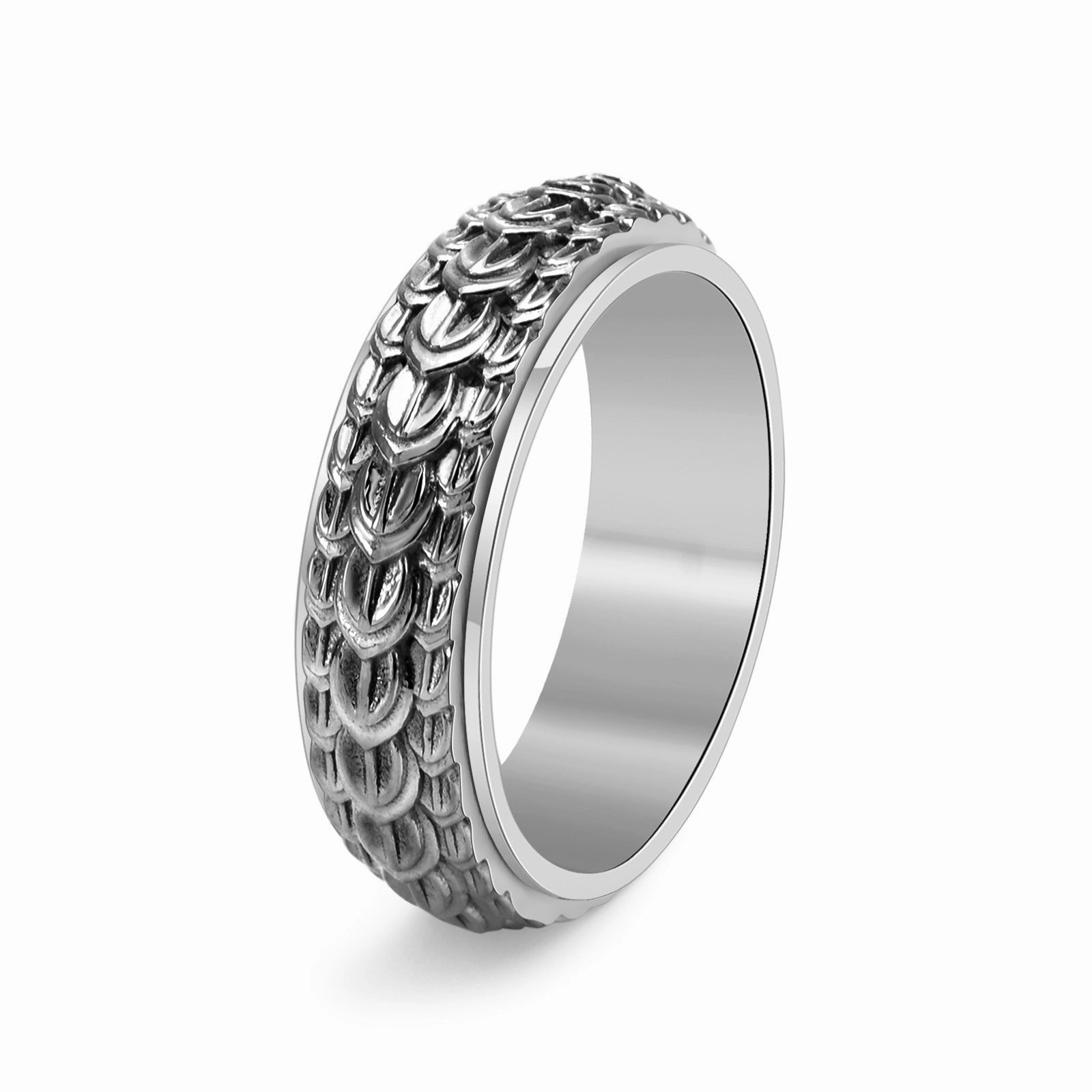Wholesale Dragon Scale Rotatable Titanium Steel Vintage Distressed Ring