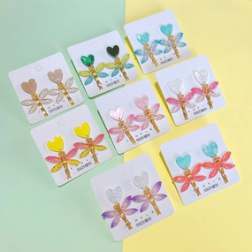 Wholesale Dragonfly Heart Acrylic Earrings