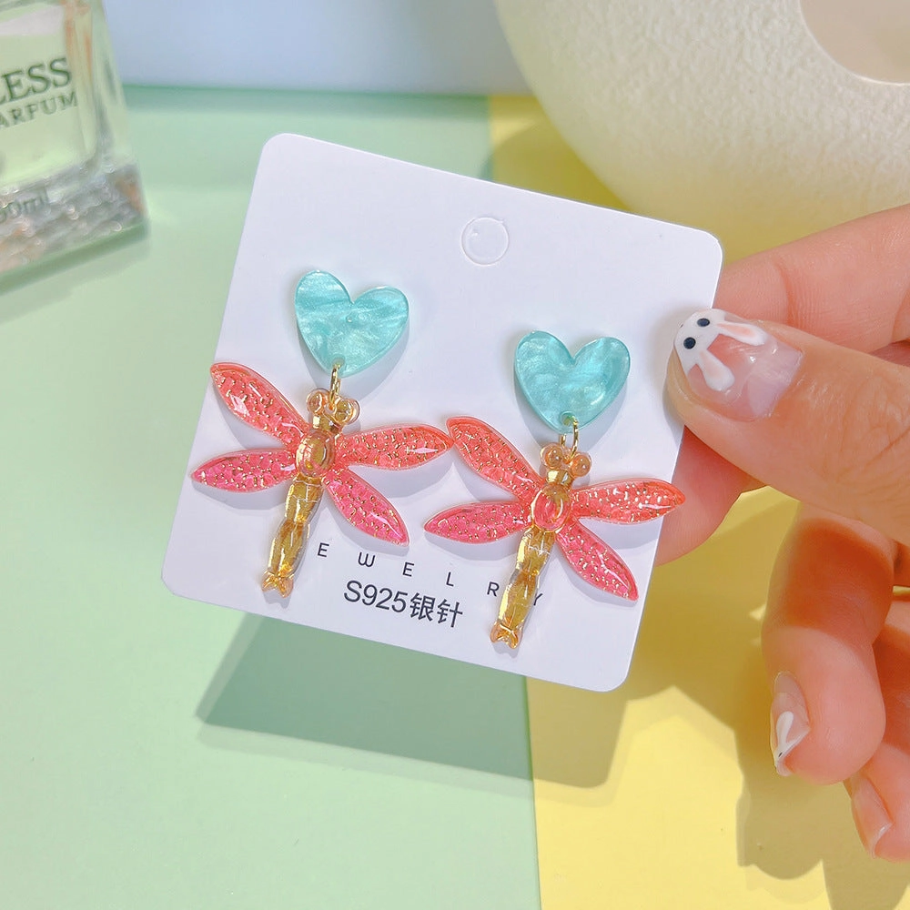 Wholesale Dragonfly Heart Acrylic Earrings