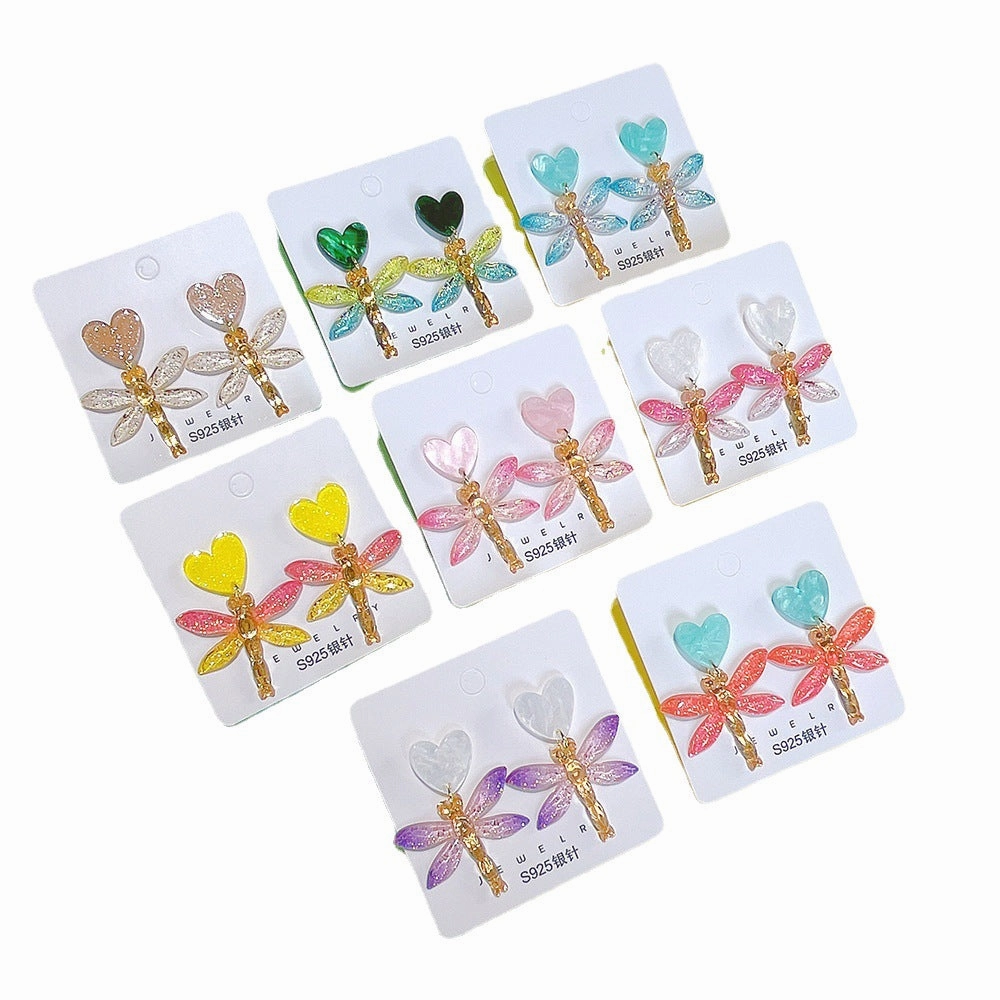 Wholesale Dragonfly Heart Acrylic Earrings
