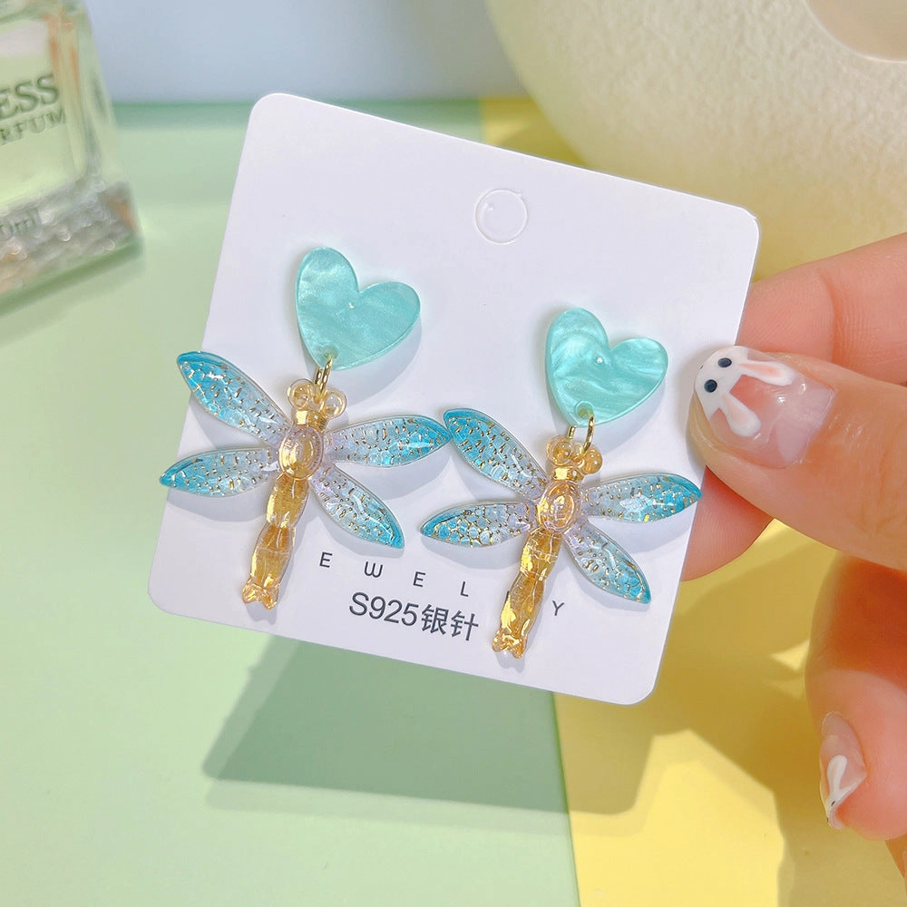Wholesale Dragonfly Heart Acrylic Earrings
