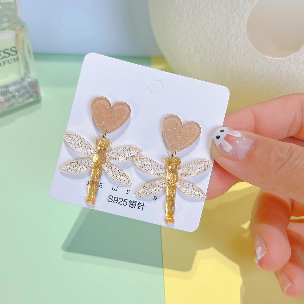 Wholesale Dragonfly Heart Acrylic Earrings