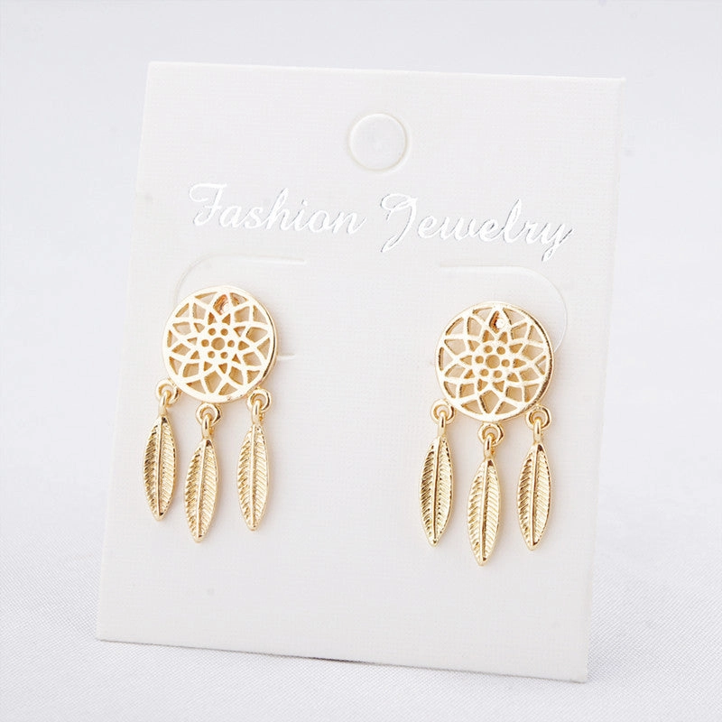 Wholesale Dream Catcher Feather Alloy Earrings