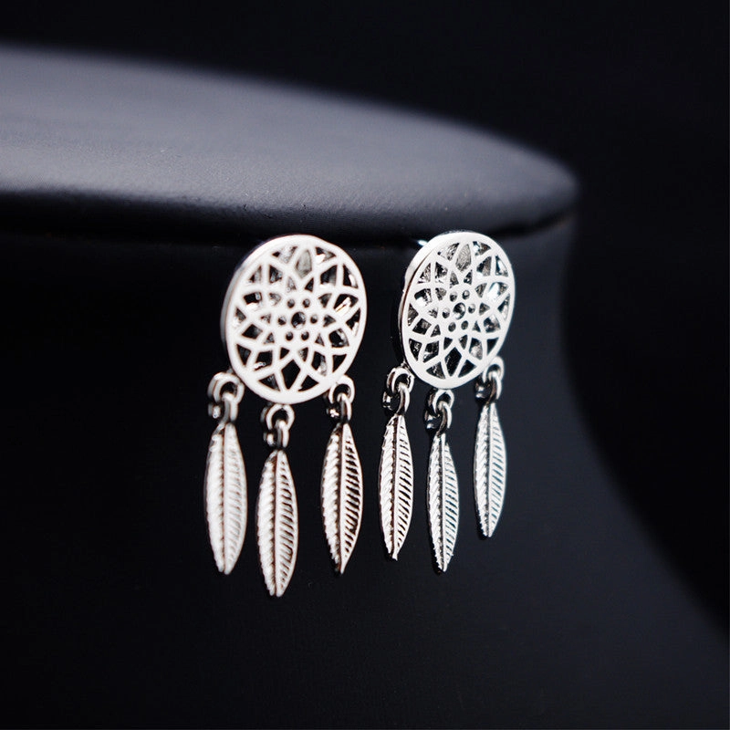 Wholesale Dream Catcher Feather Alloy Earrings