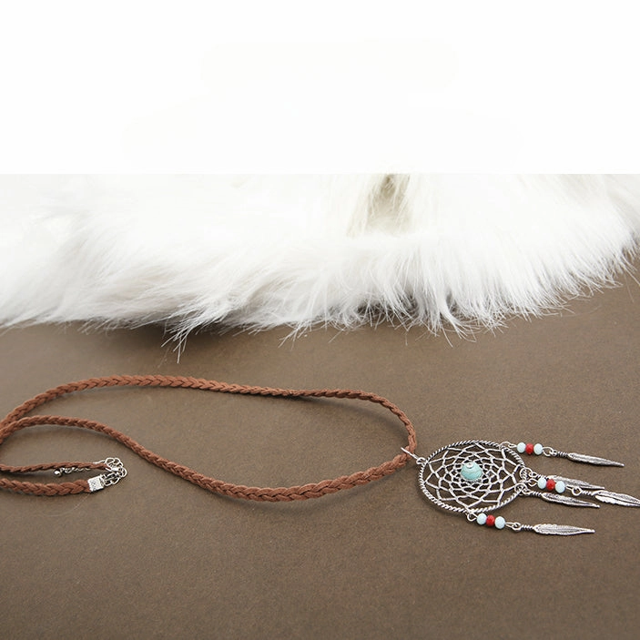 Wholesale Dream Catcher Wax Rope Pendant Alloy Necklace