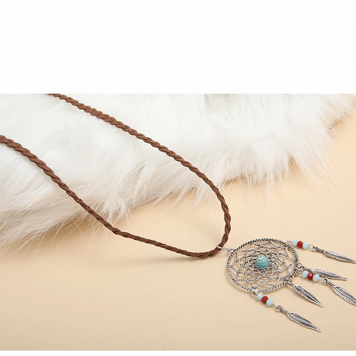 Wholesale Dream Catcher Wax Rope Pendant Alloy Necklace