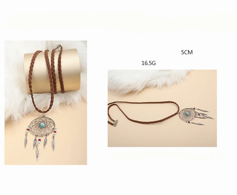 Wholesale Dream Catcher Wax Rope Pendant Alloy Necklace