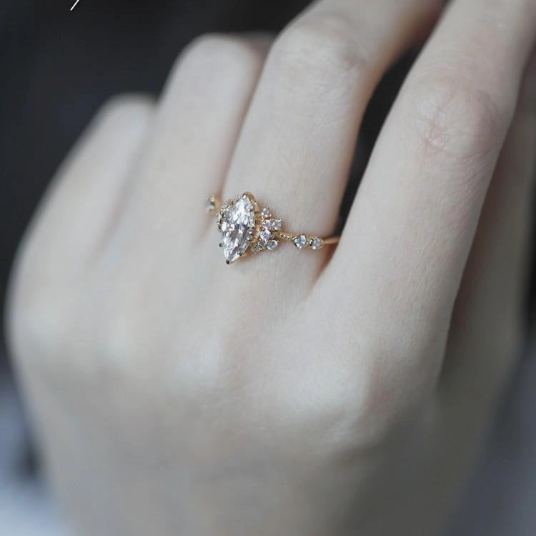 Wholesale Dream Wedding March Horse Eye High Carbon Diamond Ring