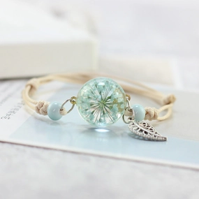 Wholesale Dried Flower Herbarium Glass Ball Bracelet
