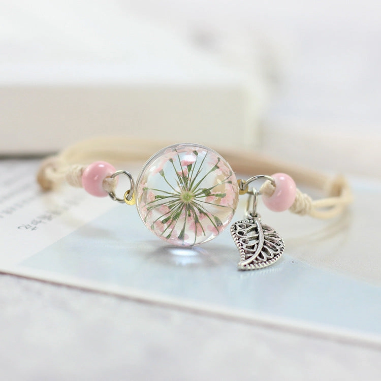 Wholesale Dried Flower Herbarium Glass Ball Bracelet