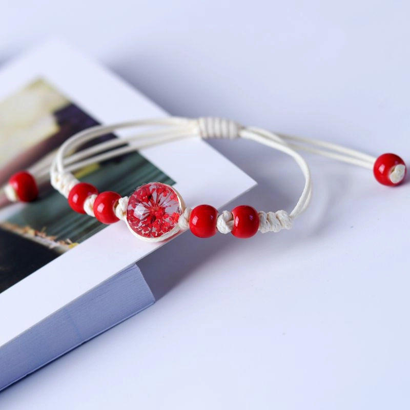 Wholesale Dried Flower Specimen Gypsophila Glass Ball Ceramic Bracelet