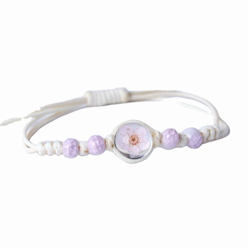 Wholesale Dried Flower Specimen Gypsophila Glass Ball Ceramic Bracelet