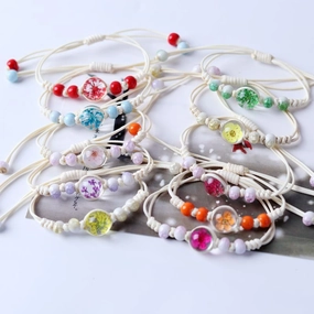 Wholesale Dried Flower Specimen Gypsophila Glass Ball Ceramic Bracelet
