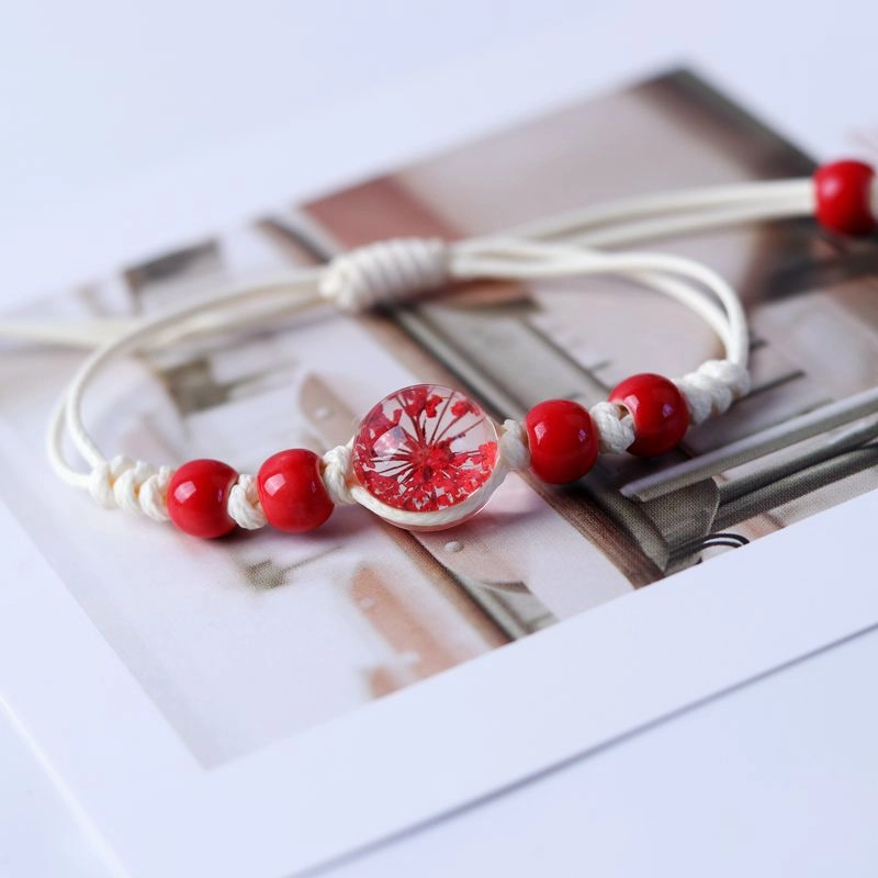 Wholesale Dried Flower Specimen Gypsophila Glass Ball Ceramic Bracelet