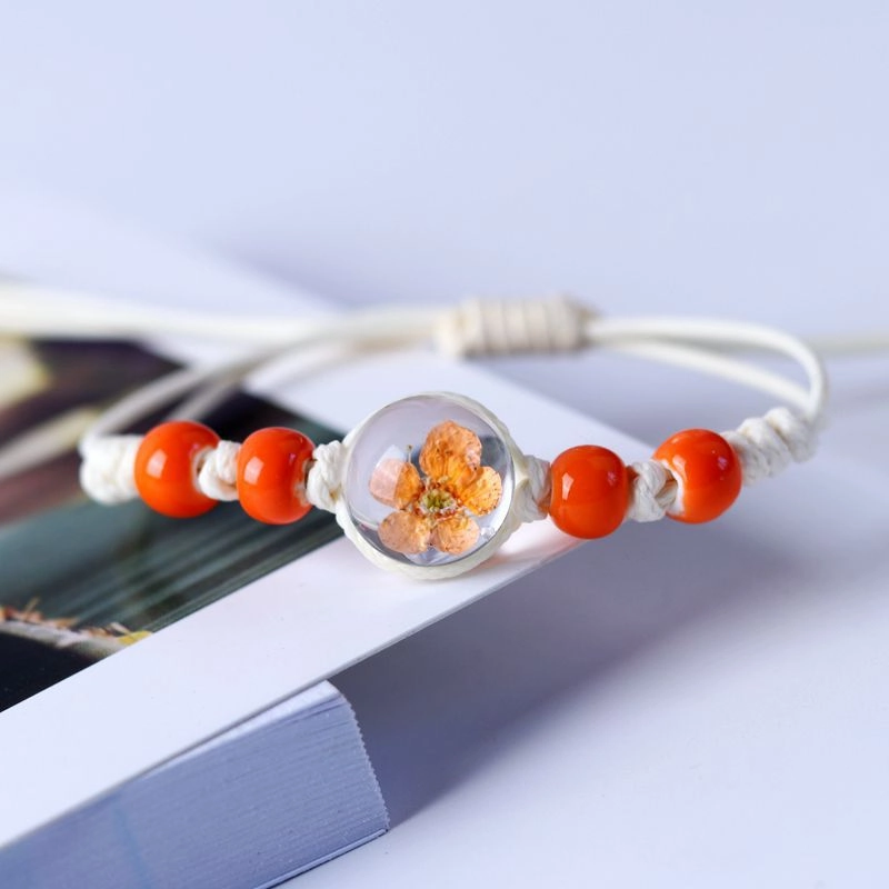 Wholesale Dried Flower Specimen Gypsophila Glass Ball Ceramic Bracelet