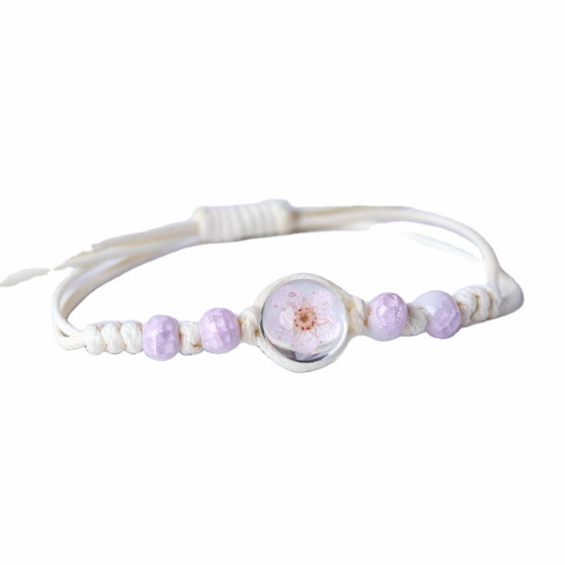 Wholesale Dried Flower Specimen Gypsophila Glass Ball Ceramic Bracelet