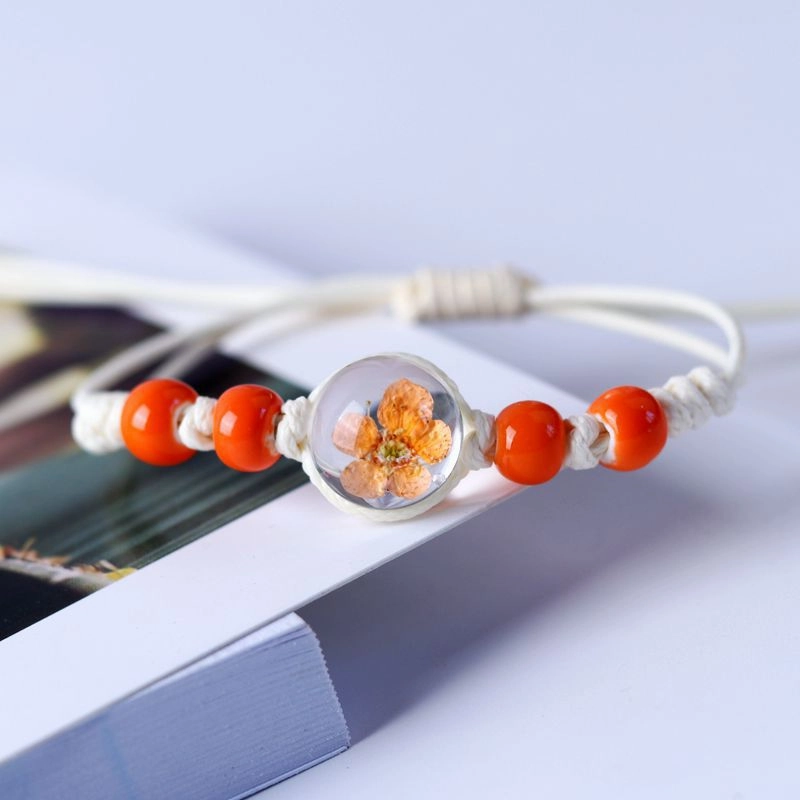 Wholesale Dried Flower Specimen Gypsophila Glass Ball Ceramic Bracelet