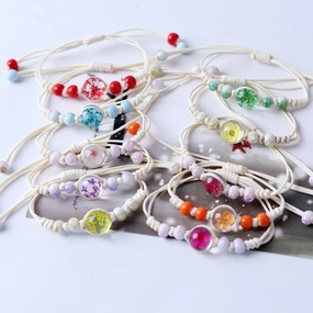 Wholesale Dried Flower Specimen Gypsophila Glass Ball Ceramic Bracelet
