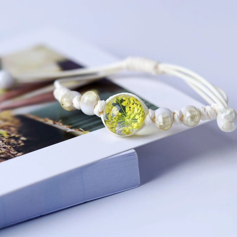 Wholesale Dried Flower Specimen Gypsophila Glass Ball Ceramic Bracelet