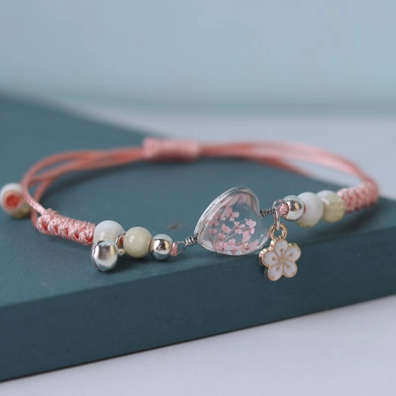 Wholesale Dried Flowers Love Heart Shaped Bracelet