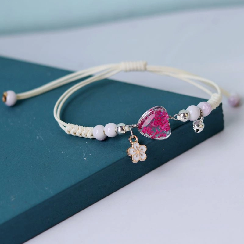 Wholesale Dried Flowers Love Heart Shaped Bracelet