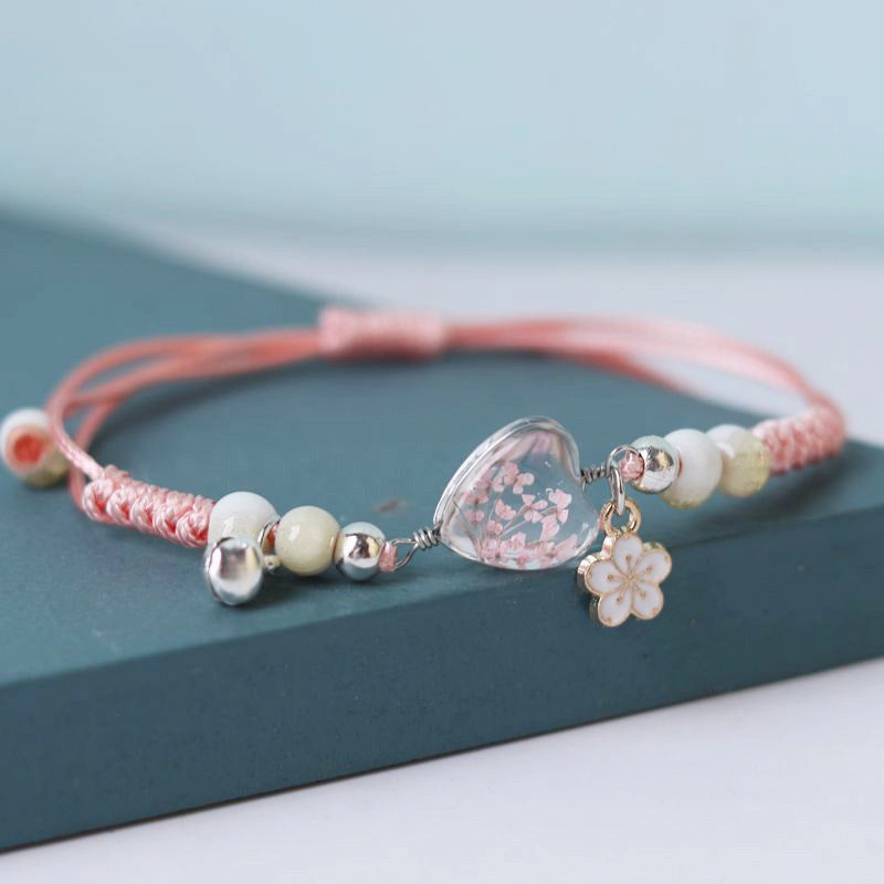 Wholesale Dried Flowers Love Heart Shaped Bracelet