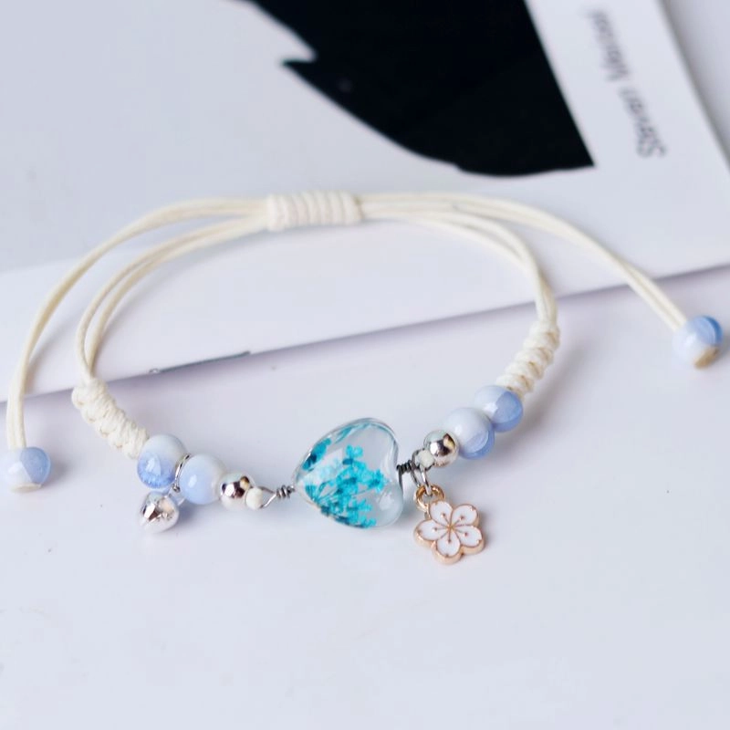 Wholesale Dried Flowers Love Heart Shaped Bracelet