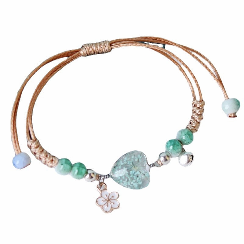 Wholesale Dried Flowers Love Heart Shaped Bracelet