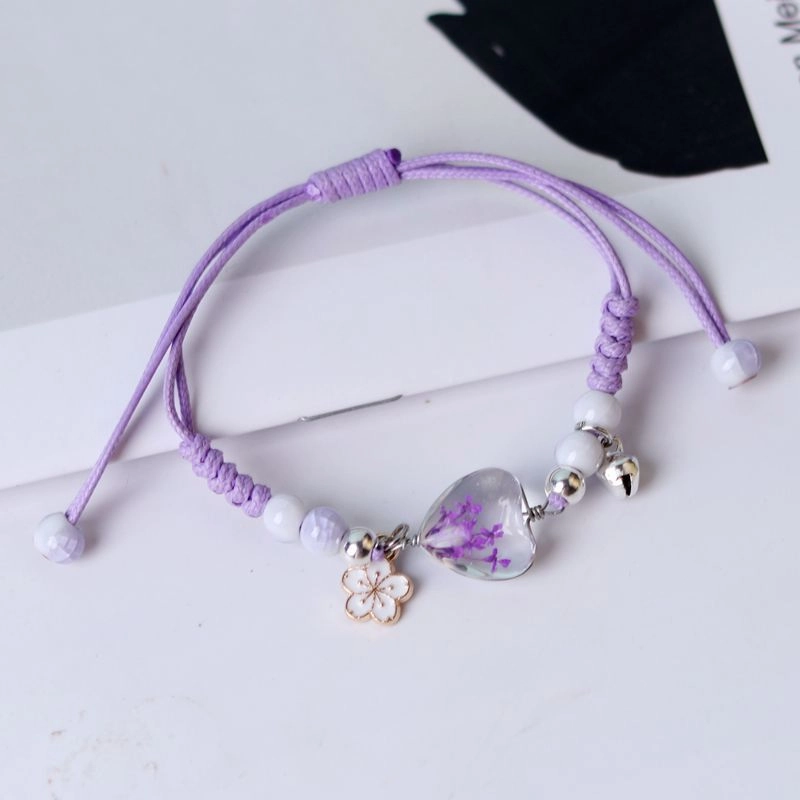 Wholesale Dried Flowers Love Heart Shaped Bracelet