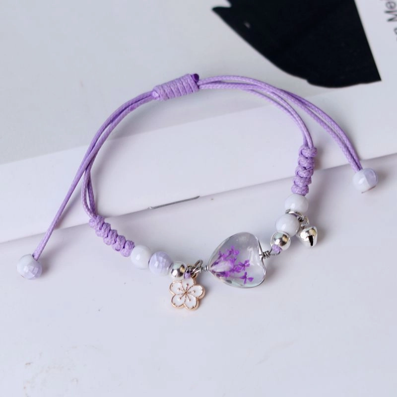 Wholesale Dried Flowers Love Heart Shaped Bracelet