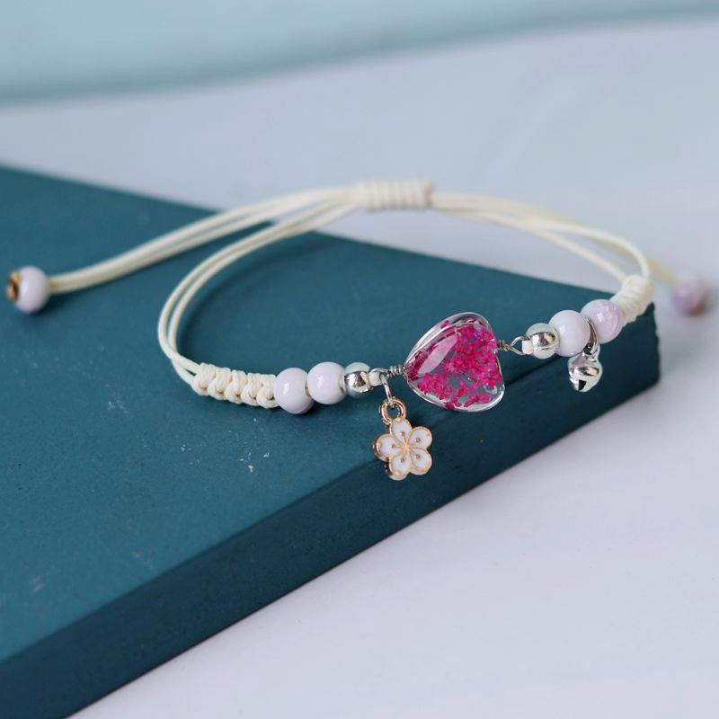 Wholesale Dried Flowers Love Heart Shaped Bracelet